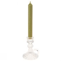 Article Bougeoir avec poignée pour bougies coniques en verre 10,5 cm transparent 4 pièces