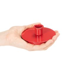Article Bougeoir compact en métal rouge pour bougies fines 10 cm - Lot de 2