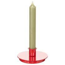 Article Bougeoir compact en métal rouge pour bougies fines 10 cm - Lot de 2