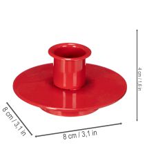 Article Set de 3 petits porte-bougies rouges en métal pour bougies fines, 8 cm
