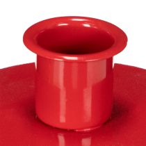 Article Set de 3 petits porte-bougies rouges en métal pour bougies fines, 8 cm