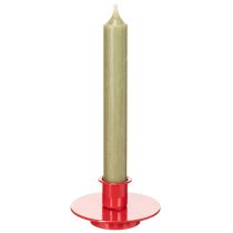 Article Set de 3 petits porte-bougies rouges en métal pour bougies fines, 8 cm