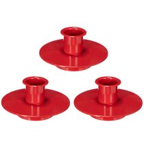 Article Set de 3 petits porte-bougies rouges en métal pour bougies fines, 8 cm