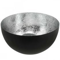 Article Bougeoir noir argenté décoration de Noël Ø13cm H6.5cm