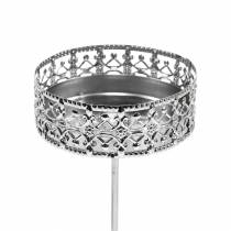Article Bougeoirs floraux à brancher en argent Ø7,4cm H12,5cm aspect antique 4 pcs