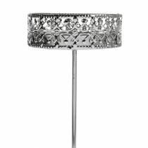 Article Bougeoirs floraux à brancher en argent Ø7,4cm H12,5cm aspect antique 4 pcs