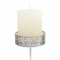 Article Bougeoirs floraux à brancher en argent Ø7,4cm H12,5cm aspect antique 4 pcs