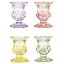 Article Bougeoir en verre Bougeoirs en verre coloré Ø5cm H6cm 4pcs