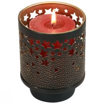 Article Bougeoir métal noir/étoiles dorées H13,5cm/19cm lot de 2