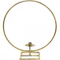 Décoration de bougie pour debout, anneau décoratif avec bougeoir, décoration de Noël en métal doré aspect antique Ø40cm 43Hcm