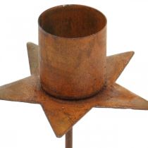 Article Bougeoir étoile à coller, décoration de l&#39;Avent finition rouille, 6 cm, 4 pièces