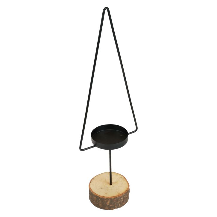 Bougeoir Noël, photophore métal noir 37cm