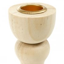 Article Bougeoir décoration de table en bois pour bougies coniques H17cm 2 pcs