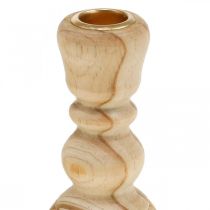 Article Bougeoirs en bois naturel tourné 11 cm - Lot de 3
