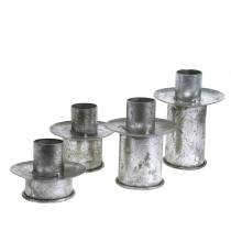 Article Set de bougeoirs Step argent antique Ø9,5–10,5cm H7–14cm 4pcs