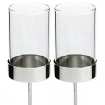 Article Bougeoir à brancher métal/verre Ø5cm H19cm 4 pcs