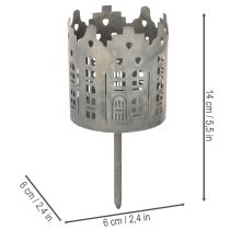 Article Photophores et bougeoirs en métal avec pique, design maisons, 6 cm, lot de 2