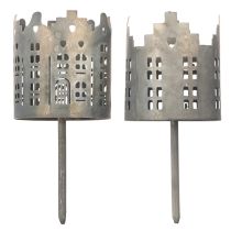 Article Photophores et bougeoirs en métal avec pique, design maisons, 6 cm, lot de 2