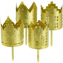 Article Bougeoir ville or photophore métal Ø6.5cm 4pcs