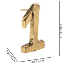 Article Chiffres en métal doré pour bougies de l’Avent 1 à 4, 4 cm, set de 4
