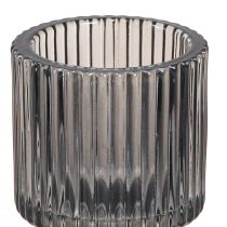 Article Bougeoirs en verre gris pour bougies et tealights H8 cm - Lot de 4