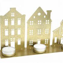 Article Bougeoir Lumières de Noël Déco Maisons Or 52×12cm