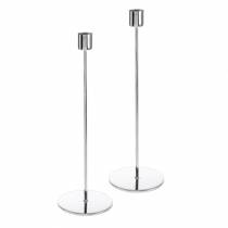 Article Set de bougeoirs en métal pour bougies coniques argent Ø2.2cm H28cm 2pcs