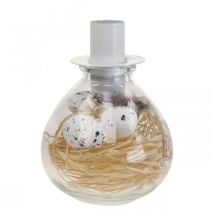 Bougeoir Blanc Bougeoir Verre Décoration Pâques H11cm
