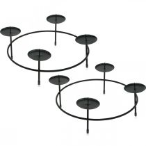 Article Bougeoir pour 4 bougies décoration de table métal noir Ø23.5cm 2pcs