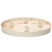 Article Plateau rond en bois pour 4 bougies, 30 cm