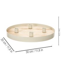 Article Plateau rond en bois pour 4 bougies, 30 cm