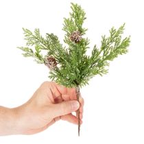 Article Branche de pin artificielle enneigée avec pommes de pin 28 cm, lot de 6