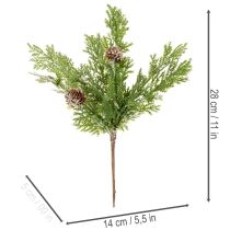 Article Branche de pin artificielle enneigée avec pommes de pin 28 cm, lot de 6