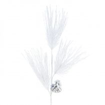 Article Branche de pin artificielle avec cônes blanc pailleté L55cm