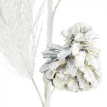 Article Branche de pin artificielle avec cônes blanc pailleté L55cm