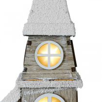 Article Maison lumineuse église en bois église de Noël église en bois H45cm
