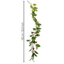 Article Guirlande artificielle avec feuilles et cerises 160 cm