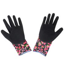 Article Gants de jardin Kixx, noirs à fleurs roses, taille 8