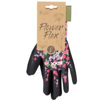Article Gants de jardin Kixx à motif fraise, blancs et rouges, taille 8. Gants de jardin Kixx à fleurs, noirs, taille 8.