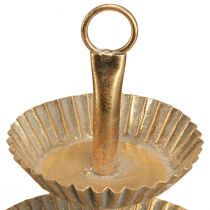 Article Petit présentoir à gâteau 2 étages en métal doré vieilli Ø13cm H16,5cm