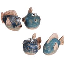 Article Décoration céramique rigolote petit poisson bleu assorti 6-9cm 4 pcs