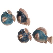Article Décoration céramique rigolote petit poisson bleu assorti 6-9cm 4 pcs