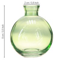 Article Petits vases en verre, mini vases bulbeux, verts, Ø7,5cm, H9cm, 6 pièces