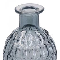 Petit vase en verre vase verre nid d&#39;abeille bleu gris H20cm 6pcs