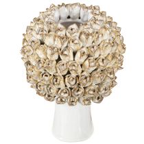 Article Vase Tête Vase Céramique avec Roses Blanc Marron Ø19cm H2.5cm