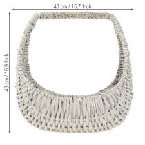 Article Panier avec anse, panier en osier, gris délavé, H43/34/27cm, lot de 3