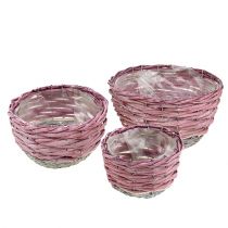 Panier rond set de 3 Ø14cm - 24cm rose, naturel