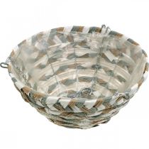 Article Panier plante à suspendre, panier fleur tressé blanc, gris, naturel H16cm Ø30cm