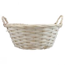 Article Panier avec anses Panier à copeaux Panier à plantes blanchi Ø30cm H14cm