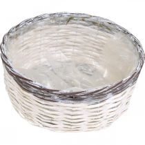 Article Panier rond décoratif, blanc et marron, Ø29cm, cache-pot tressé, cadeau, décoration de mariage